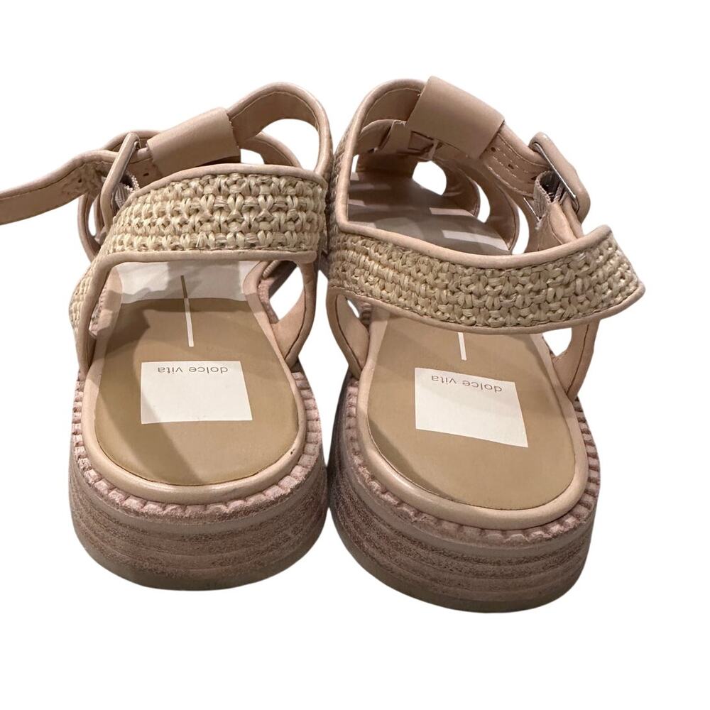 Dolce Vita Winder Woven Basketweave Platform Sandal Tan NWOB Coastal Casual 9 - Picture 8 of 9